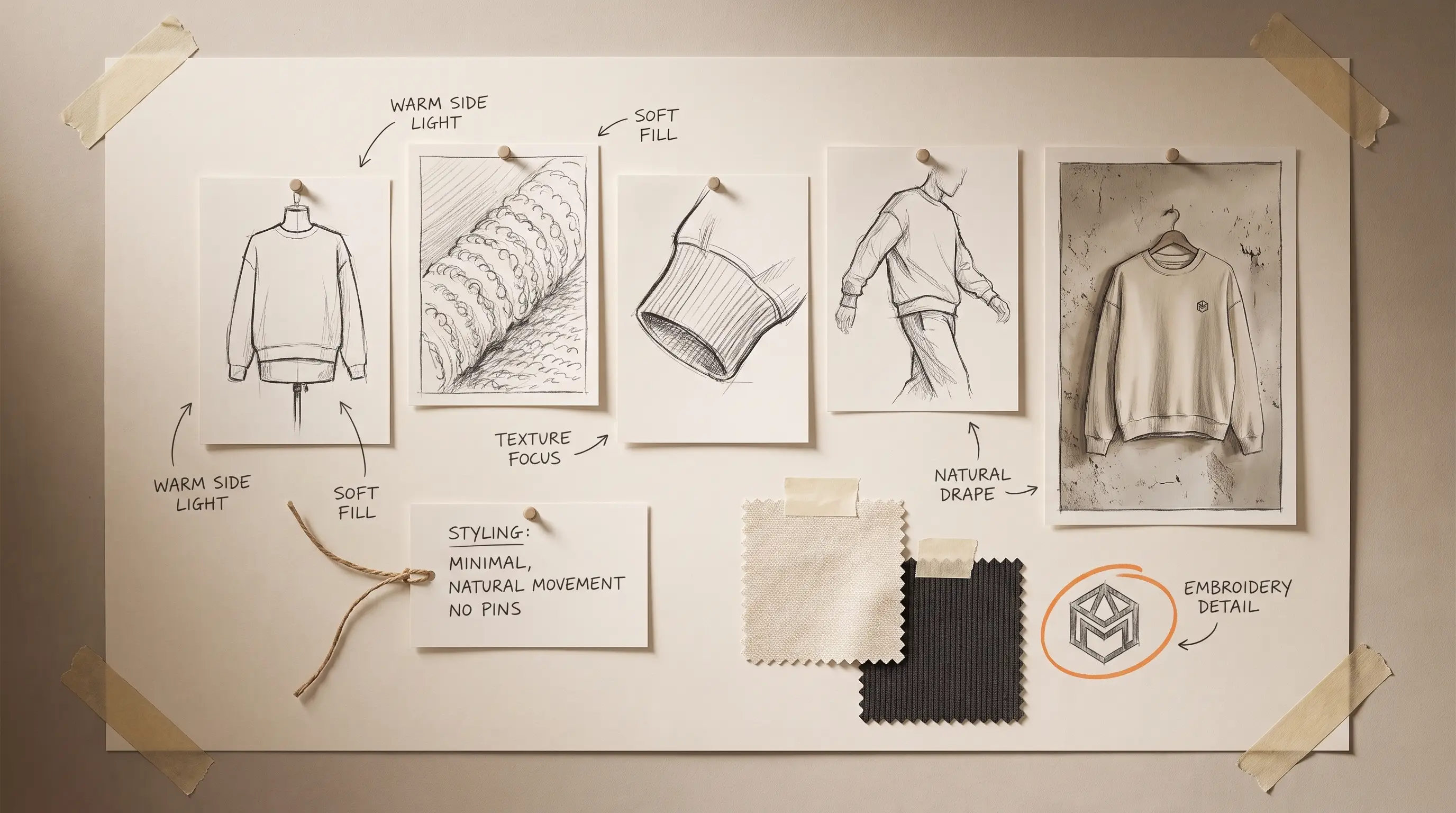 Art-directed treatment board for the sweatshirt film